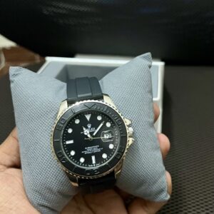 RLX – BLACK & SILVER– RUBBER STRAP